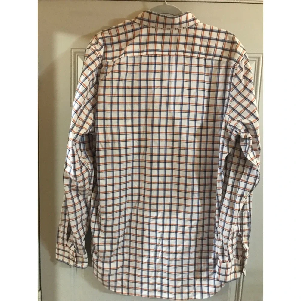 Banana Republic Size Large ClassicFit White Plaid Long Sleeve Button Down‎ Shirt